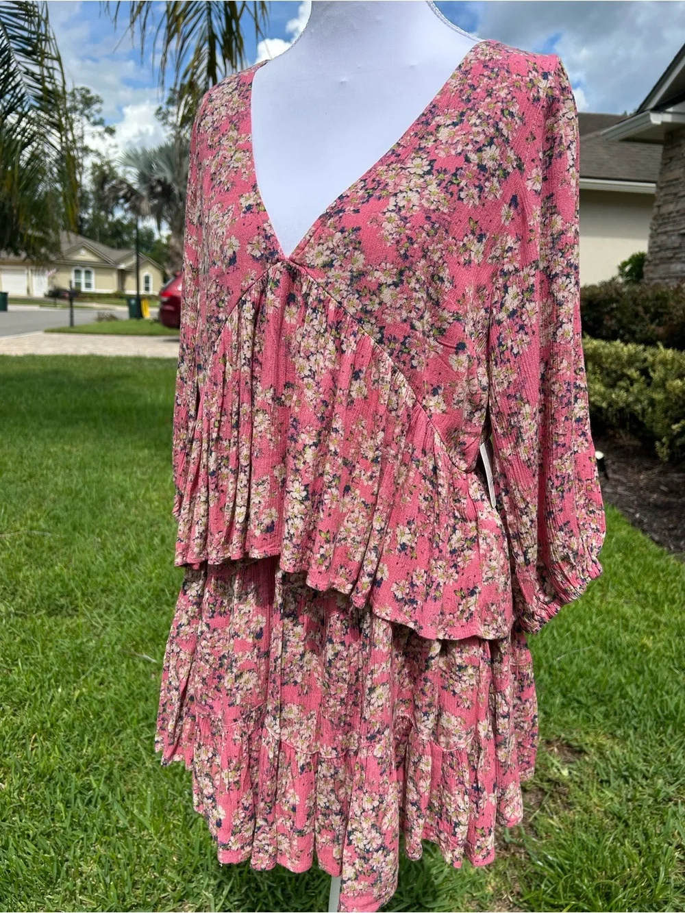 NWT🌷Free People Calla Lilly Floral Printed V-neck 3/4 Sleeve Top & Skirt Set